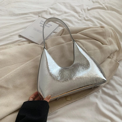 Moods French Style Single Shoulder Bags Women Dazzling Color Patent Leather Underarm Bag Luxury