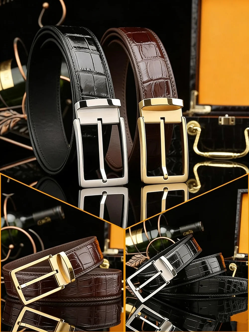 Men's Genuine Crocodile Leather Belt – Luxury Dress Belt