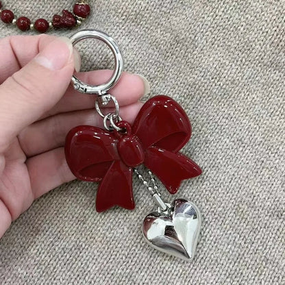 Heart Bow Keychain Bag Charm – Cute Acrylic Pendant for Women