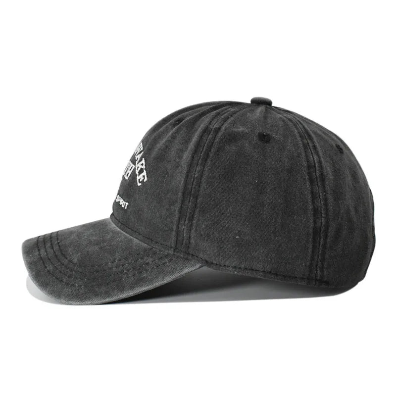 Vintage Baseball Cap – Letter Embroidery Washed Cotton Hat