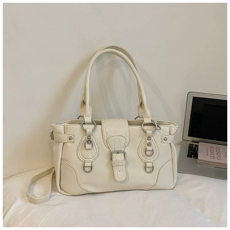 Women's Vintage Leather Handbag – Y2K Chic Shoulder Bag