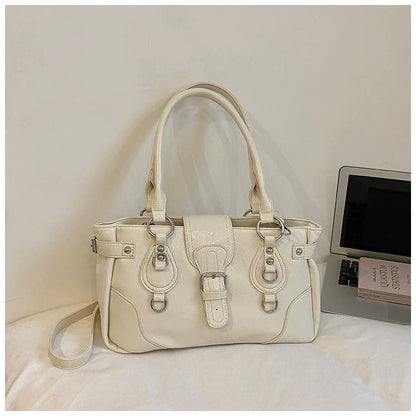 Women's Vintage Leather Handbag – Y2K Chic Shoulder Bag