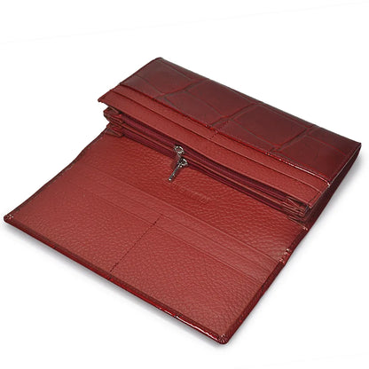 Stone Pattern Genuine Leather Long Wallet for Women