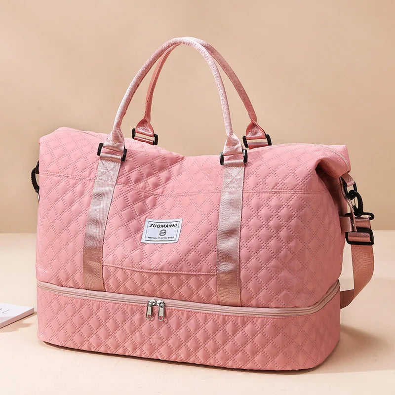Large Quilted Travel Duffel Bag Women's Gym Weekender