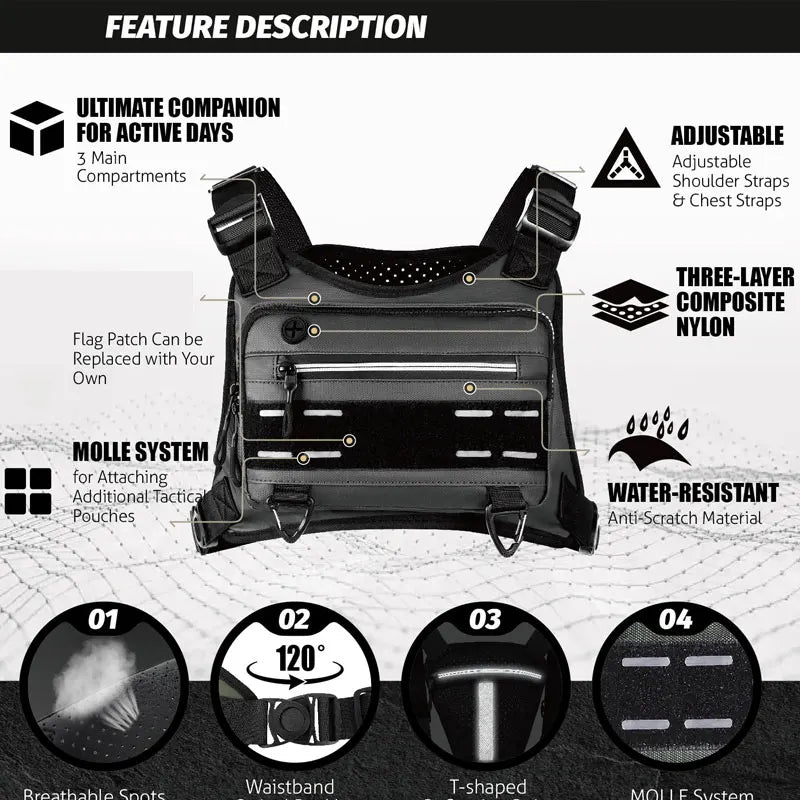 Tactical Chest Bag – Men's Outdoor Running Vest Pack