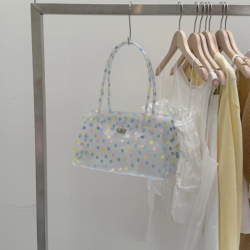 Transparent Pvc Dot Women Handbags Designer Swee Tjelly Bag Lovely Summer Cute Flap Square Bags