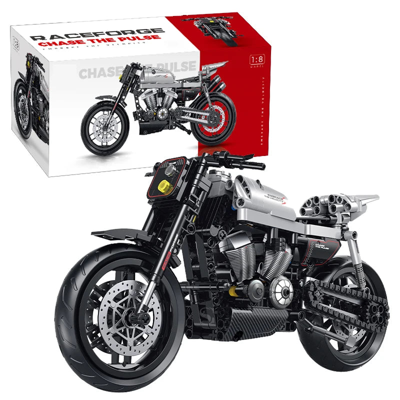 Cruiser Motorcycle Building Blocks – 553pcs 1:8 Scale MOC Model
