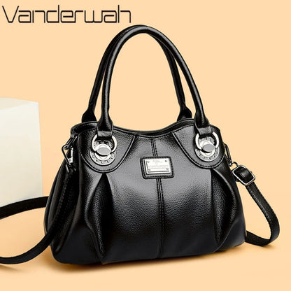 Soft Leather Crossbody Tote Bag – Women's Luxury 3-Layer Handbag