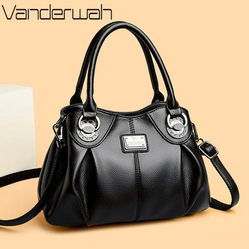 Soft Leather Crossbody Tote Bag – Women's Luxury 3-Layer Handbag