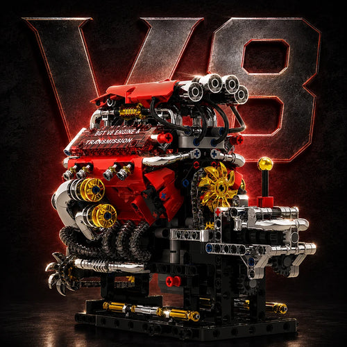 V8 Engine Building Blocks Set – 812+ Pcs Motorized Model Kit