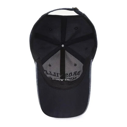 Distressed Washed Cotton Baseball Cap – Letter Embroidery Dome Hat