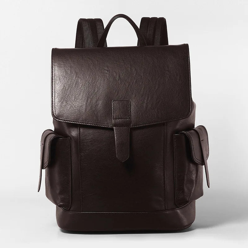 Cowhide Leather Men's Backpack – Large 15" Laptop School & Travel Bag