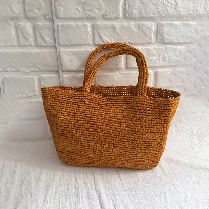 Raffia Woven Tote Bag - Summer Beach Handbag for Women
