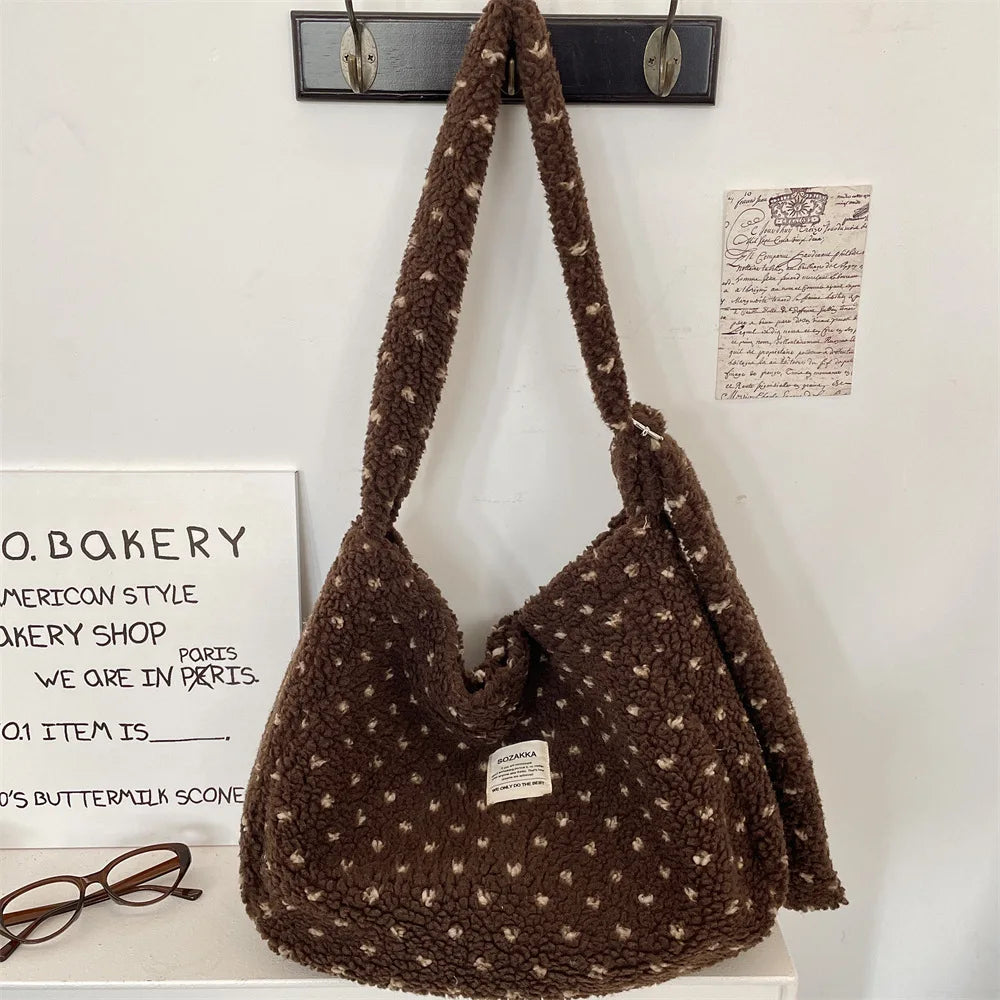 Plush Sherpa Large Crossbody Bag for Women