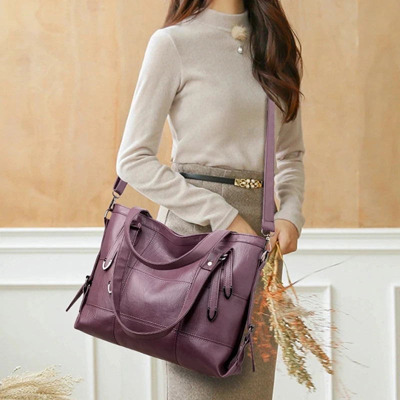 PU Leather Shoulder Bag – Large Capacity Women's Tote Handbag