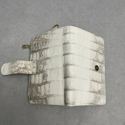 Crocodile Leather Passport Holder & Travel Wallet with Strap