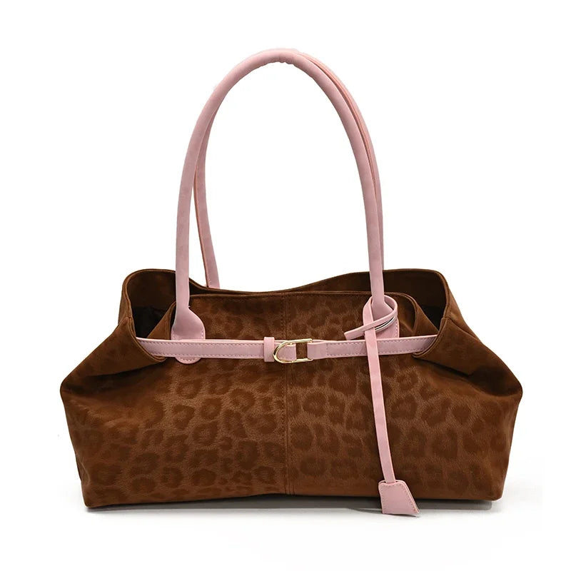 Vintage Leather Shoulder Tote Bag for Women – Large Capacity