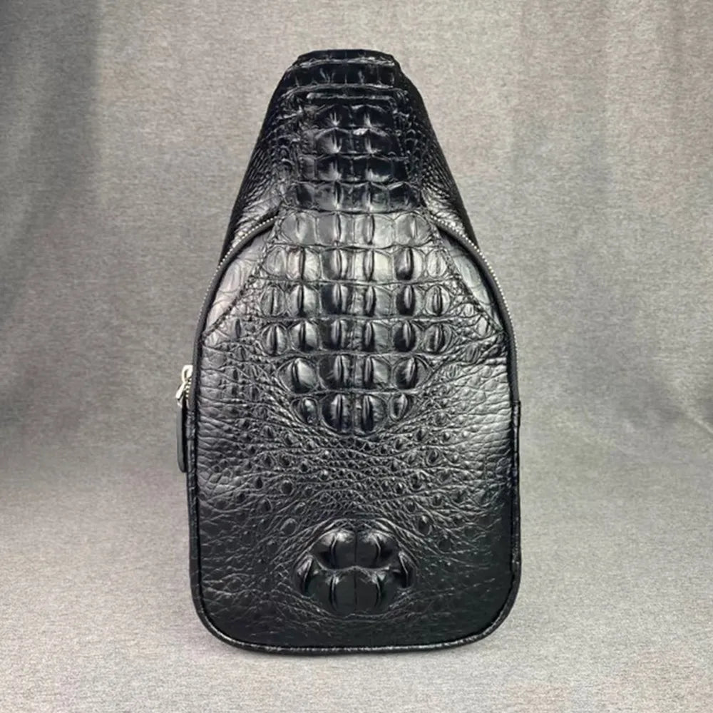 Crocodile Leather Men's Sling Chest Bag Crossbody