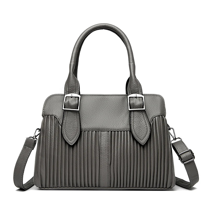 Large Capacity Soft Leather Women's Tote Bag – 3-Layer Luxury Handbag