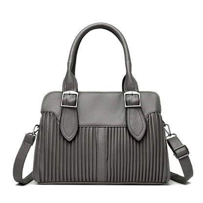 Large Capacity Soft Leather Women's Tote Bag – 3-Layer Luxury Handbag