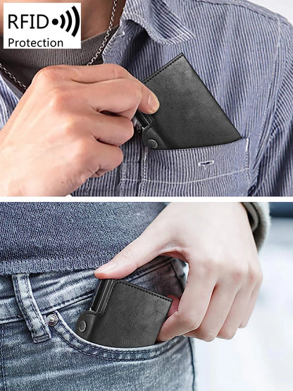RFID Blocking Pop-Up Card Holder Wallet for Men