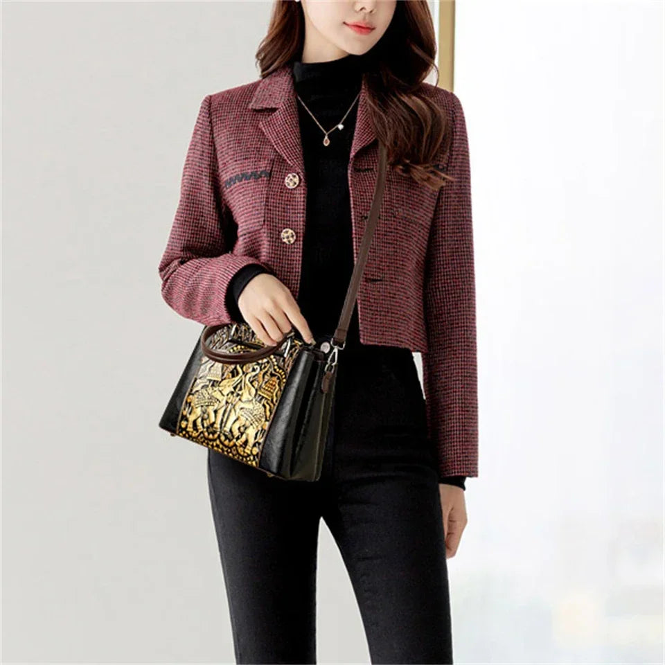 Vintage Embossed Handbag for Women – Large Capacity PU Leather Shoulder Bag