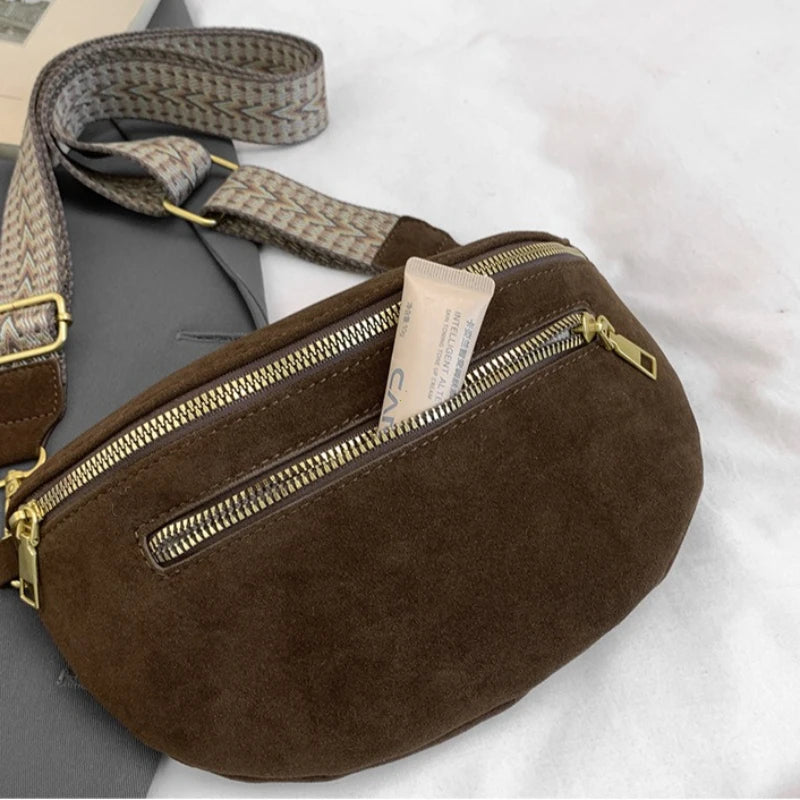 Faux Suede Fanny Pack Women's Crossbody Chest Bag