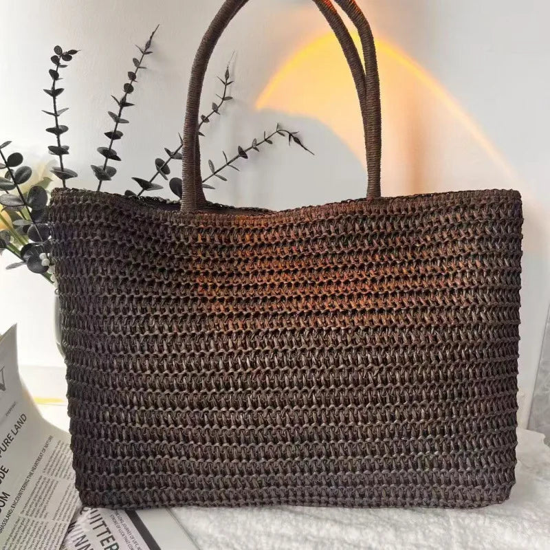 Woven Straw Tote Bag – Large Beach Shoulder Bag for Women