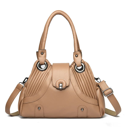 Leather Tote Handbag for Women – Designer Two-Layer Shoulder Bag