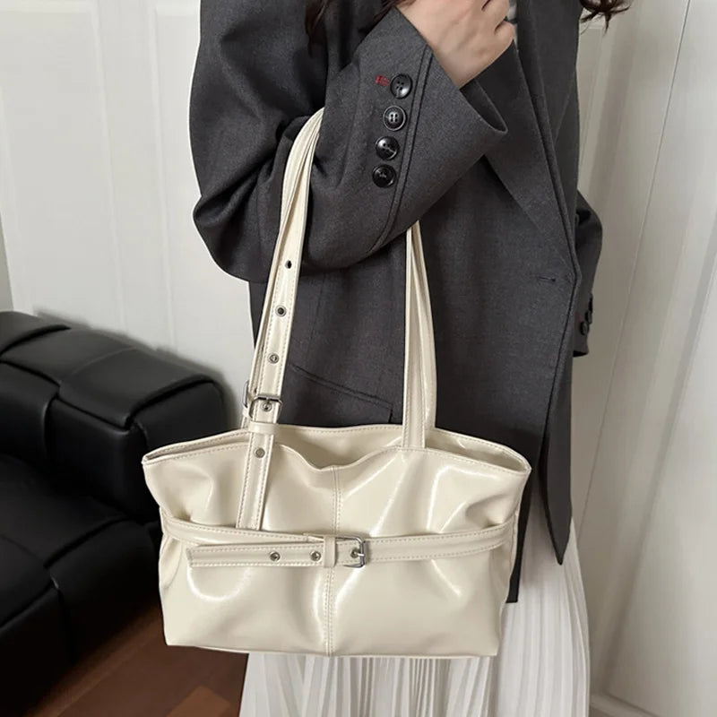 Large PU Leather Tote Bag – Women's Shoulder Handbag