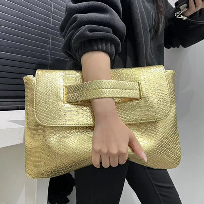 Designer Female Large Capacity Crocodile Snake Pattern Pouch Bag