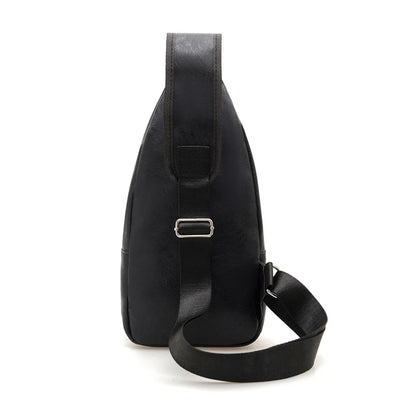 Men's PU Leather Chest Bag with USB Charging Port