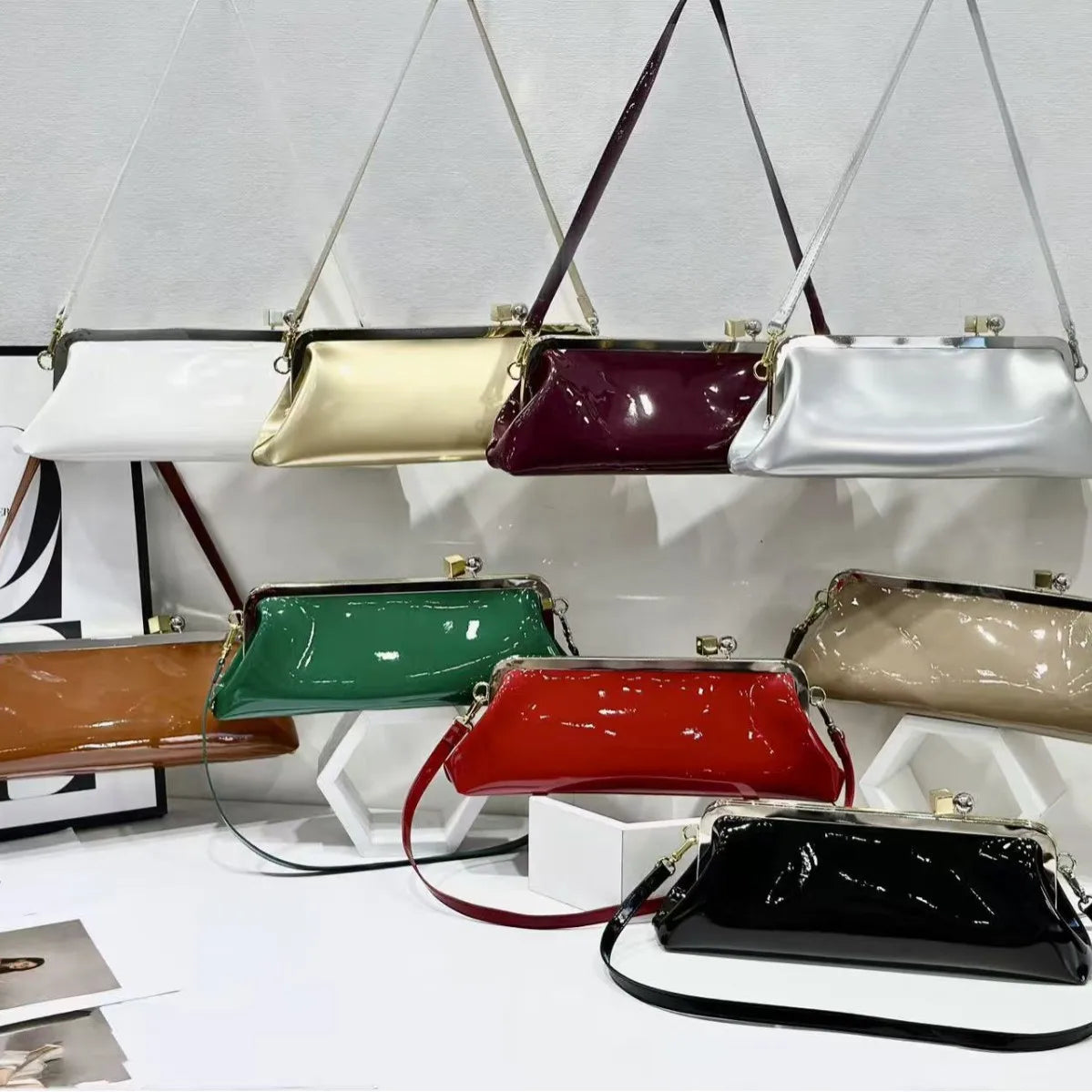 Style Hardware Clip Bag French Women S Pu Leather Single Shoulder Cross-Body Casual Handbag