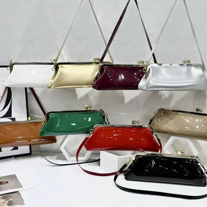 Style Hardware Clip Bag French Women S Pu Leather Single Shoulder Cross-Body Casual Handbag