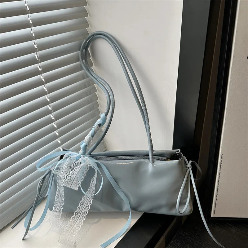 Bow Shoulder Bag – Elegant PU Leather Ballet Style Handbag