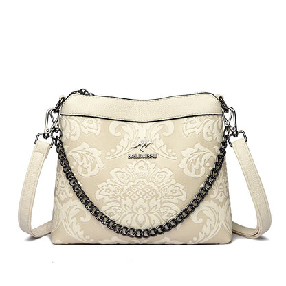 Vintage Embossed Leather Crossbody Bag for Women – Luxury Designer Shoulder Bag