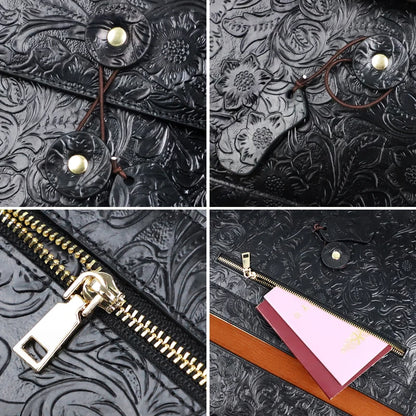 Genuine Leather A4 Document Bag – Men's Embossed Briefcase Portfolio Clutch for iPad