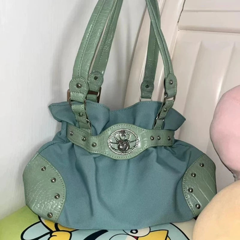 Y2K Rivet Shoulder Bag – Large Capacity Underarm Handbag