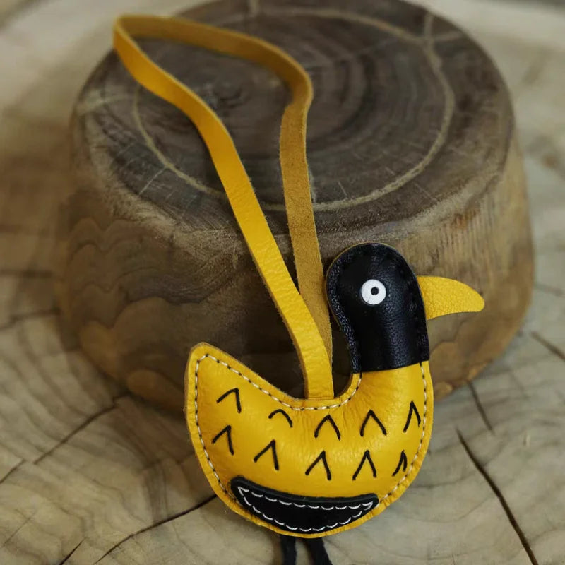 Duck Bag Charm Keychain – Cute Cartoon Leather Bag Pendant