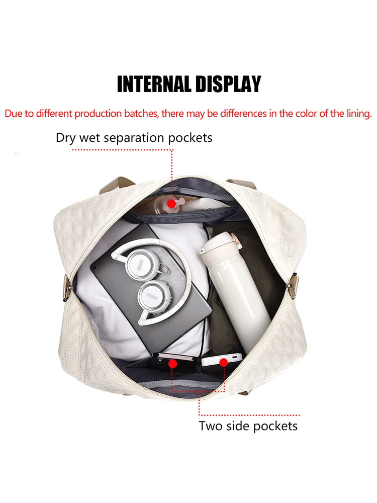 Large Capacity Travel Duffel Bag Quilted Sports Gym Bag