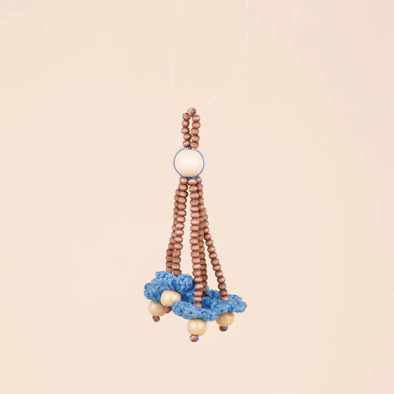 Beaded Tassel Bag Charm & Keychain – Floral Boho Pendant for Women