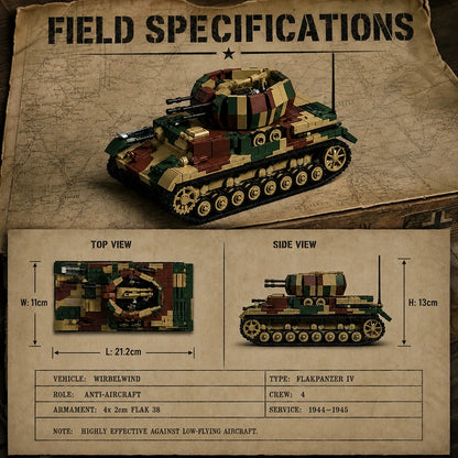 Wirbelwind MOC Building Set – 1:28 WWII Anti-Aircraft Tank Blocks