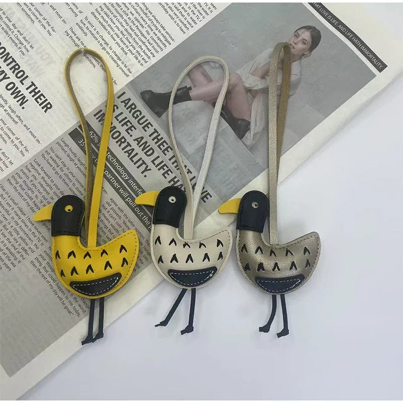 Duck Bag Charm Keychain – Cute Cartoon Leather Bag Pendant