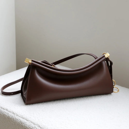 Women S Bags Genuine Leather Underarm Bag Handbag Small Design High-End Clip Simple Shoulder Vintage