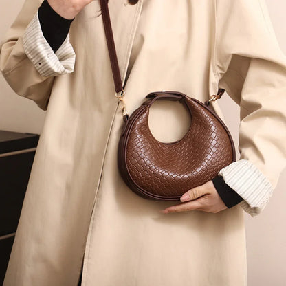 Woven Lattice Crossbody Shoulder Bag for Women – PU Leather