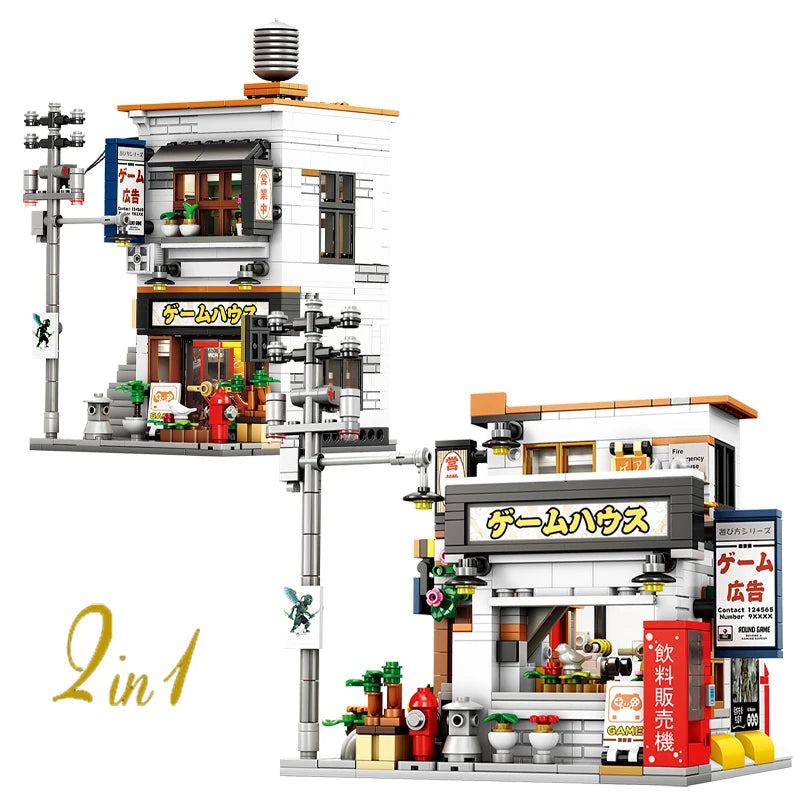 Japanese Ramen Shop Building Blocks Set – MOC Street Scene with Lights