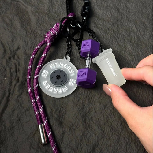 Gym Fitness Keychain Set – Weight Plate, Dumbbell & Shaker Charms