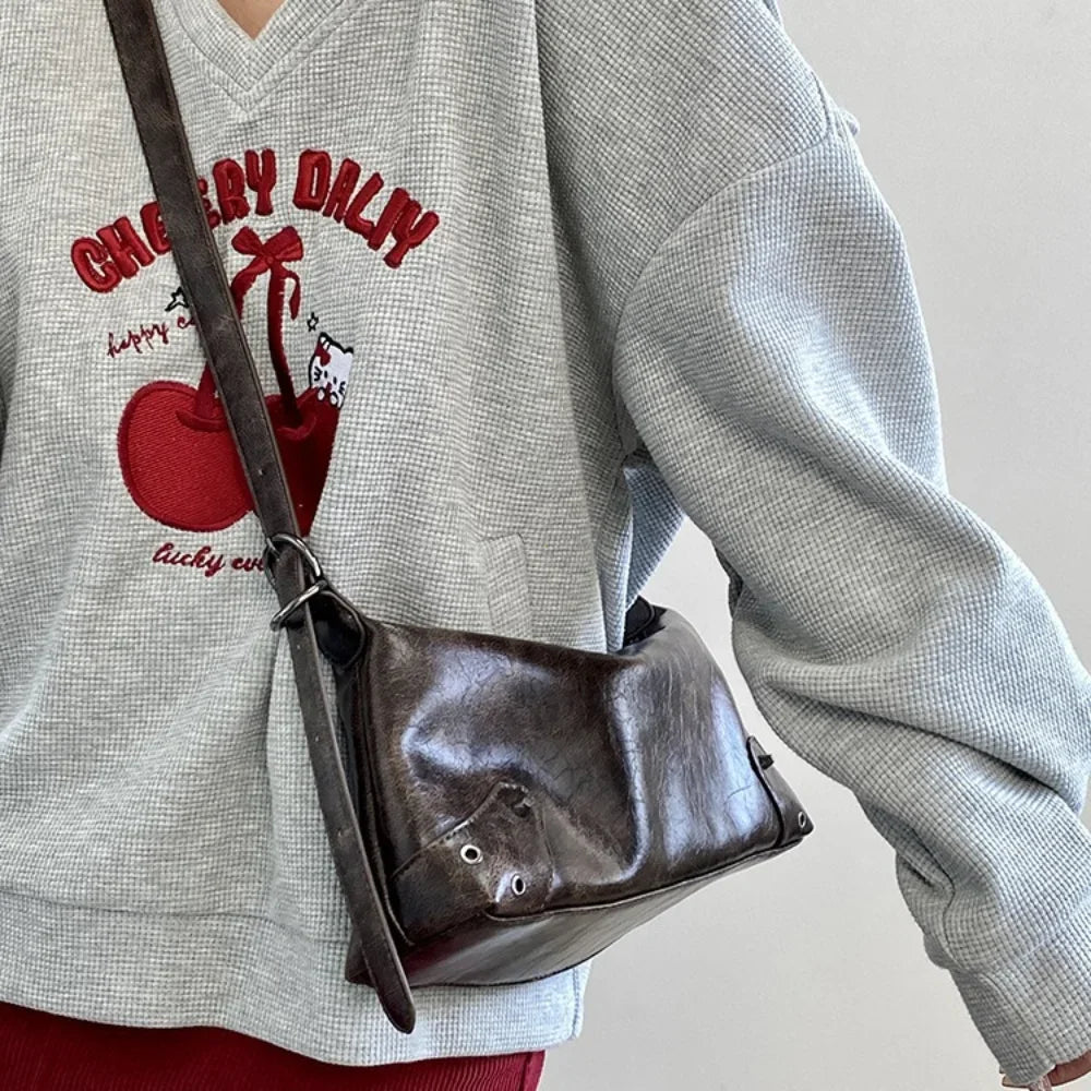 Y2K Retro PU Leather Underarm Bag – Vintage Shoulder Bag for Women