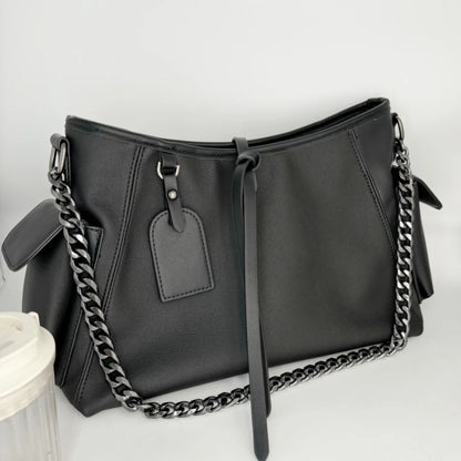 Moods Branded Shoulder Tote Bags Women Soft Pu Leather Large Capacity Commute Shopper Crossbody Bag