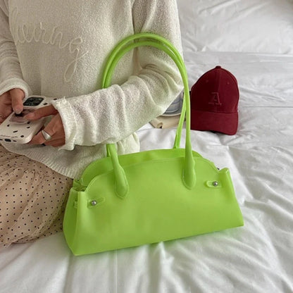 Women's PVC Shoulder Bag Solid Color Casual Tote Handbag